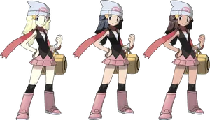 Animated Character Trio Poses PNG Image