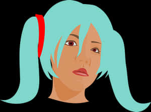 Animated Character With Blue Hairand Red Clip PNG image with transparent background