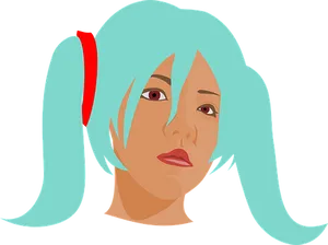 Animated Character With Blue Hairand Red Clip PNG Image