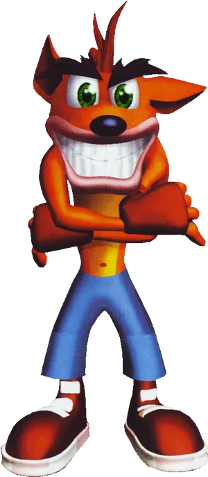 Animated Character With Crossed Arms PNG Image