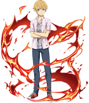 Animated Character With Fire Element PNG Image