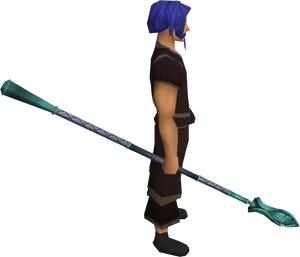 Animated Character With Spear PNG Image