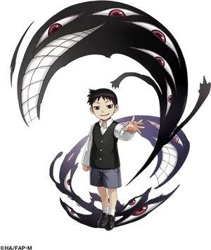 Animated Character With Tentacle Shadow PNG Image