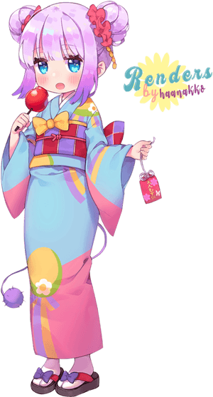 Animated Characterin Colorful Kimono PNG image with transparent background