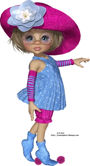 Animated Characterin Colorful Outfit PNG Image