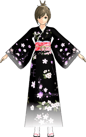 Animated Characterin Floral Kimono PNG with transparent background