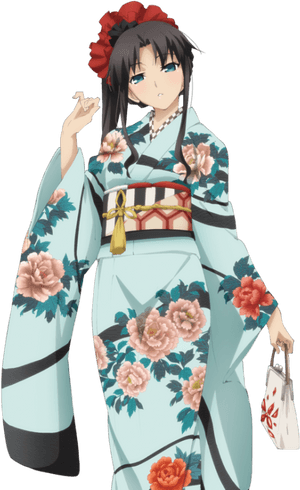 Animated Characterin Floral Kimono PNG image with transparent background