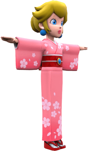 Animated Characterin Pink Kimono PNG with transparent background