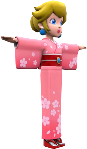 Animated Characterin Pink Kimono PNG Image