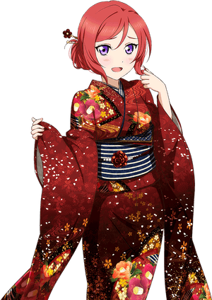 Animated Characterin Red Kimono PNG image with transparent background