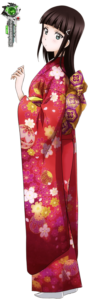 Animated Characterin Traditional Kimono PNG with transparent background