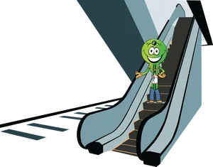 Animated Characteron Escalator PNG Image