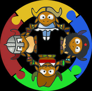 Animated Characters Circle PNG image with transparent background