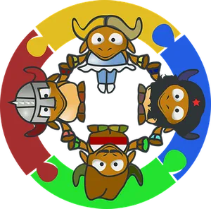 Animated Characters Circle PNG Image