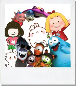 Animated Characters Collage PNG Image