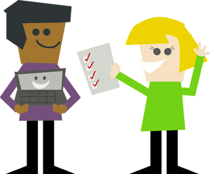 Animated Characters Completing Tasks Checklist PNG with transparent background
