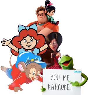 Animated Characters Karaoke Invitation PNG Image