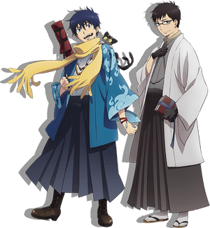 Animated Characters Traditional Japanese Attire PNG image with transparent background