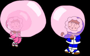 Animated Charactersin Bubbles PNG image with transparent background