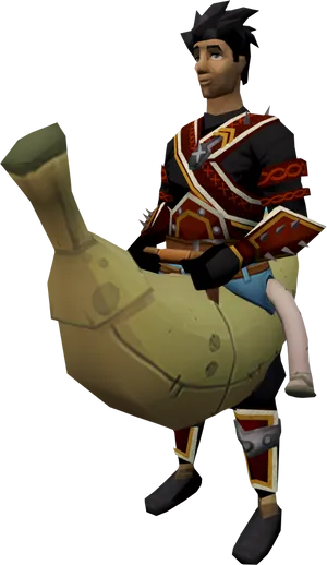 Animated Characterwith Submarine Backpack PNG Image
