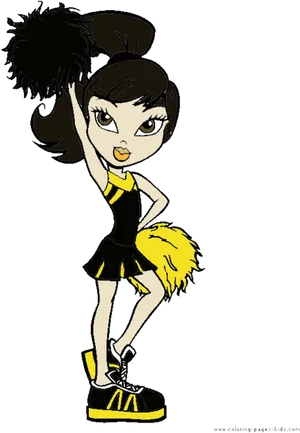 Animated Cheerleader Pose PNG Image