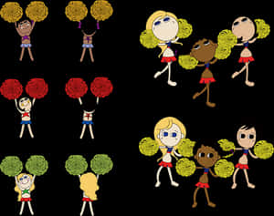 Animated Cheerleader Team Diversity PNG image with transparent background