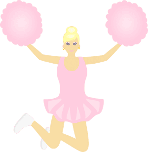 Animated Cheerleader With Pom Poms PNG image with transparent background