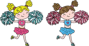 Animated Cheerleaders Cartoon Illustration PNG Image