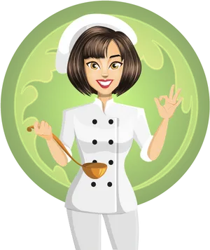 Animated Chef Character Giving O K Gesture PNG Image