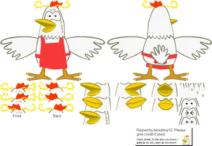 Animated Chicken Paper Model Template PNG Image