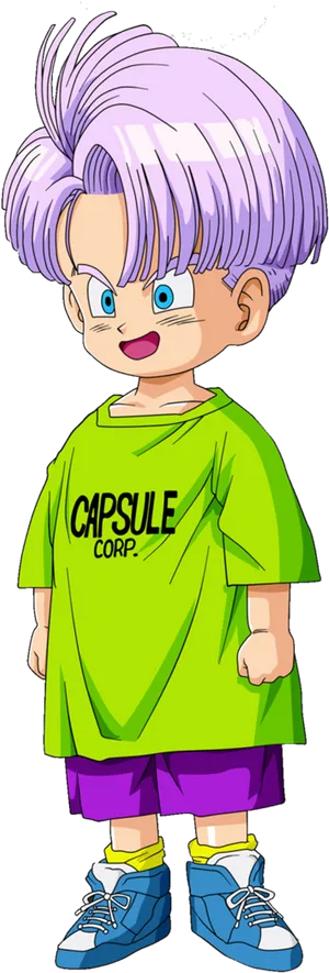 Animated Child Character Capsule Corp Shirt PNG Image