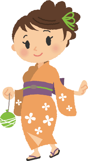 Animated Childin Orange Kimono PNG with transparent background