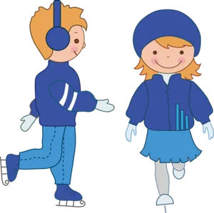 Animated Children Ice Skating PNG Image