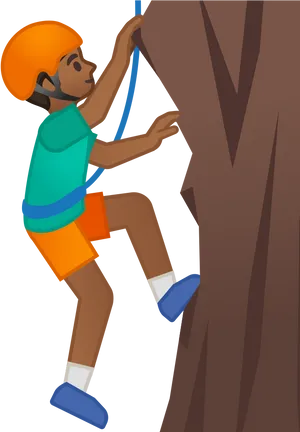 Animated Climber Ascending Rock Face PNG Image