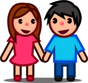 Animated Couple Holding Hands PNG Image