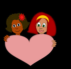 Animated Couple Holding Heart PNG with transparent background