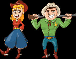Animated Cowboyand Cowgirl Cartoon_ Characters PNG image with transparent background