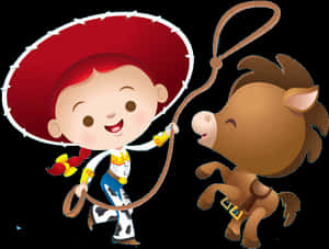 Animated Cowboyand Horse Playtime PNG image with transparent background