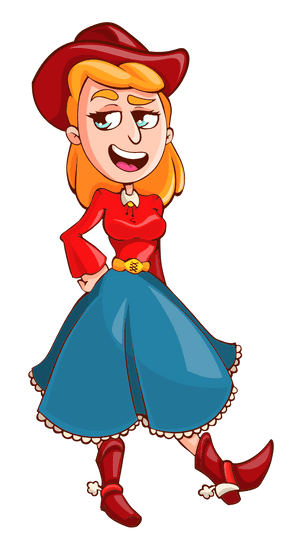 Animated Cowgirl Character PNG image with transparent background