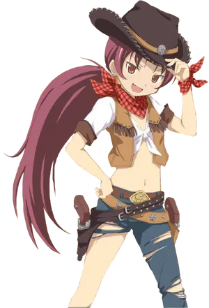 Animated Cowgirl Character Pose PNG Image