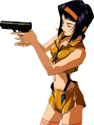 Animated Cowgirl With Gun PNG Image