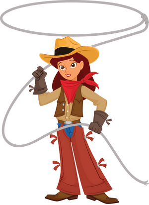 Animated Cowgirl With Lasso PNG image with transparent background