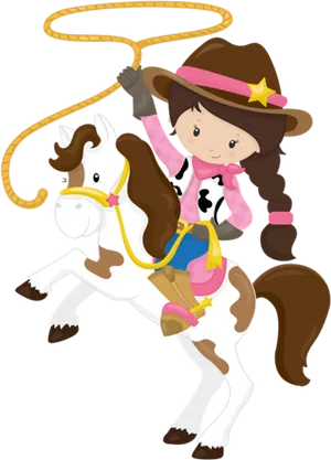 Animated Cowgirlon Horse With Lasso.png PNG Image