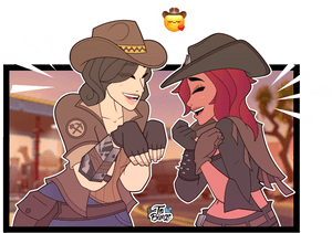 Animated Cowgirls Fist Bump PNG image with transparent background