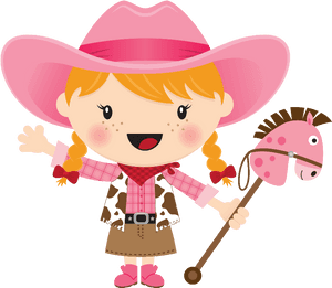 Animated Cowgirlwith Hobby Horse PNG image with transparent background