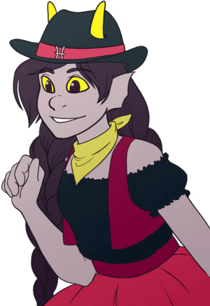 Animated Cowgirlwith Horned Hat PNG image with transparent background