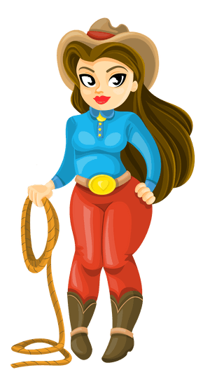 Animated Cowgirlwith Lasso PNG image with transparent background