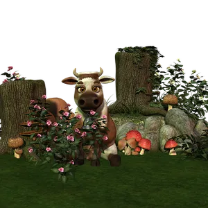 Animated Cowin Enchanted Forest PNG Image