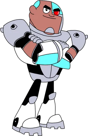 Animated Cyborg Crossed Arms PNG Image