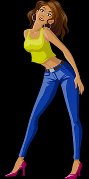 Animated Dancerin Jeansand Heels PNG image with transparent background